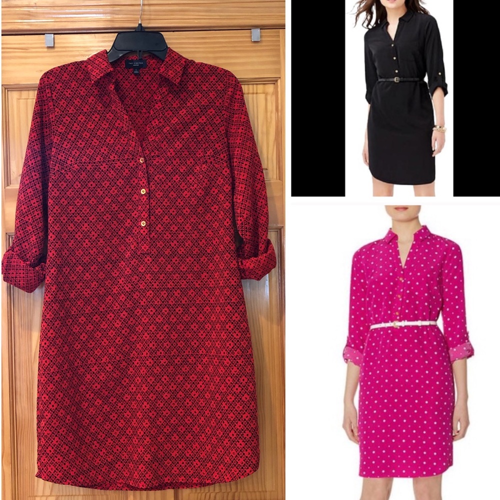 The Limited Ashton Shirt Dress - Red & Black Print